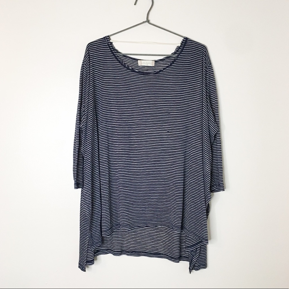 Altar’d State 3/4 Sleeve Striped Flowy Top Blue Medium